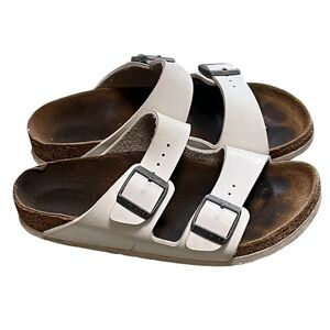 Birkenstock Arizona white leather double strap sandals